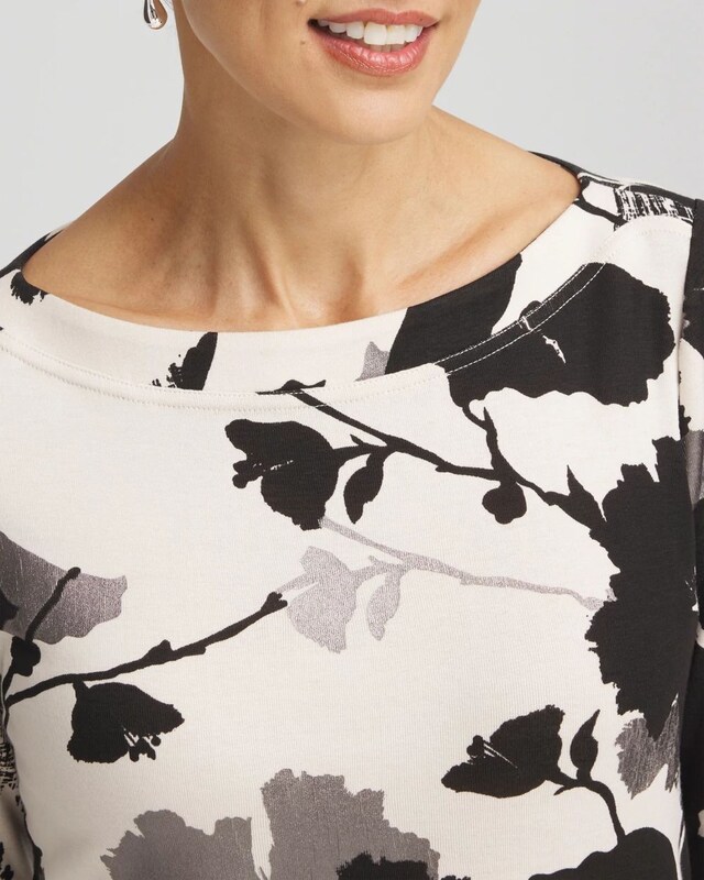 Floral 3/4 Sleeve Bateau Neck Tee - image 4